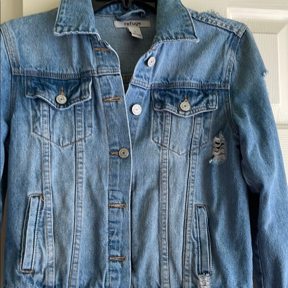 Universal Thread Blue Jean Jacket Cropped Casual - image 3